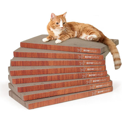 Cat Scratcher Lounger, Reversible Scratcher, Durable & Long-Lasting, Large Cat Scratching Pad, Cat Scratching Board, Scratch Pad for Indoor Cats, 8 Pcs, Brown
