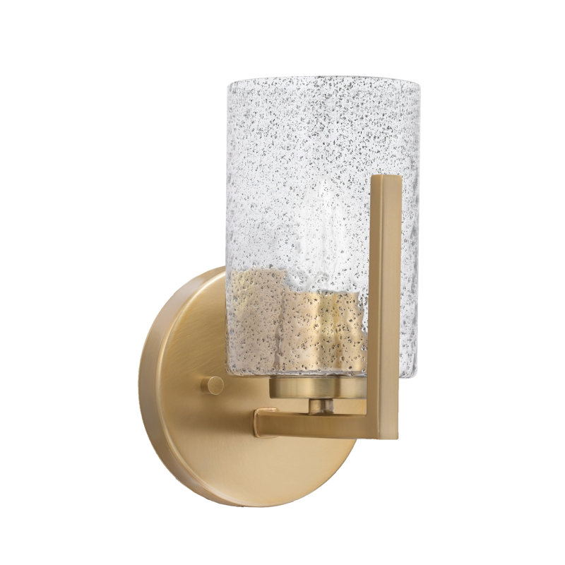 Dayberry Wall Sconce Shown With 4" Bubble Glass, Smoke Gray, Gold