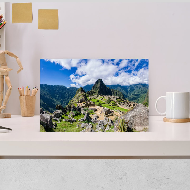 Citadelle dans les montagnes, Machu Pichu, Huayna Picchu, Pérou, art abstrait contemporain, paysage, art mural