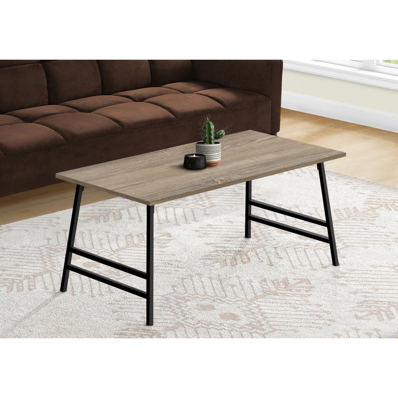 Table de salon en stratifié taupe, cadre rectangulaire en métal noir moderne de 40 po, bureau d'appoint café stratifié pour la pièce, l 40 po