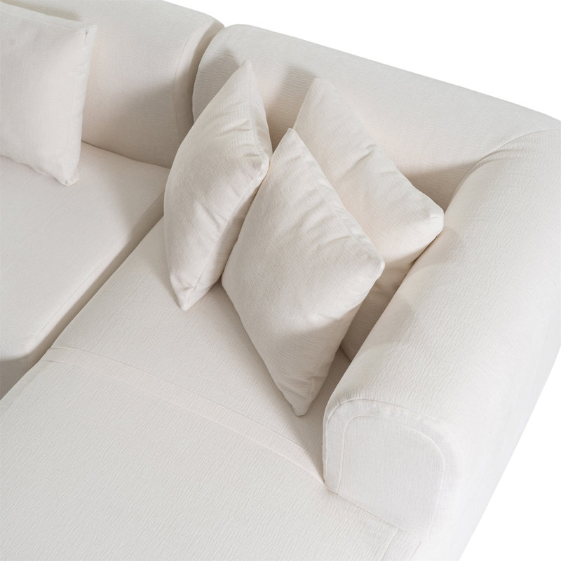Canapé d'angle élégant pour le salon Mirod, Polyester beige