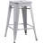 Backless Modern Light Weight Industrial Contemporary Rustic Vintage Costal Metal Bar Stools Without Back And 4 Leg Design (Set Of 2) (24" Seat, Distressed White)-1768655176-1768655190