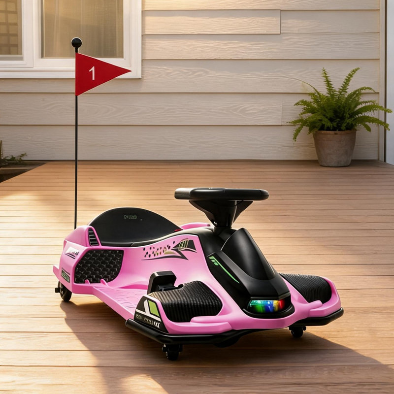 Kart pour enfants avec musique et lumières DEL Blush Pink Drift, polypropylène et acier, capacité de 110 livres