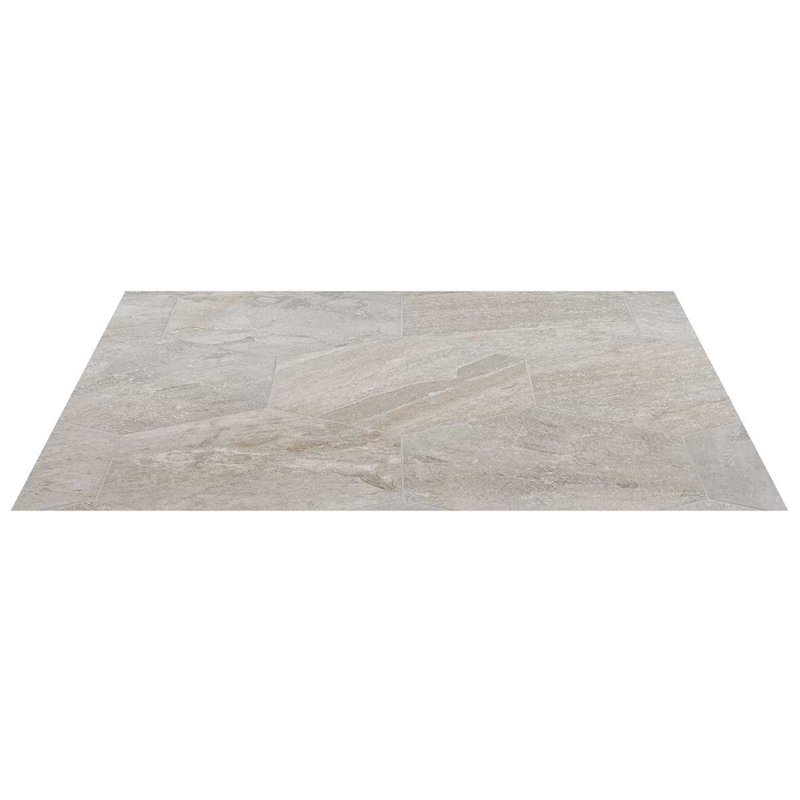 Shala 20" Hexagon Matte Slate Look Porcelain Tile, Smoke White