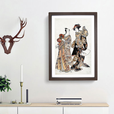 Ochiyo and Hanbei by Katsukawa Shunsho - Framed Print