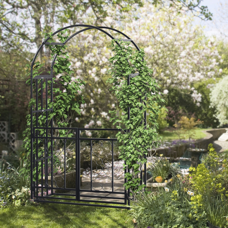 81 po en métal avec portes doubles et barrière verrouillable, parfait pour une arche de mariage, fête grimpante idéale pour les vignes grimpantes,