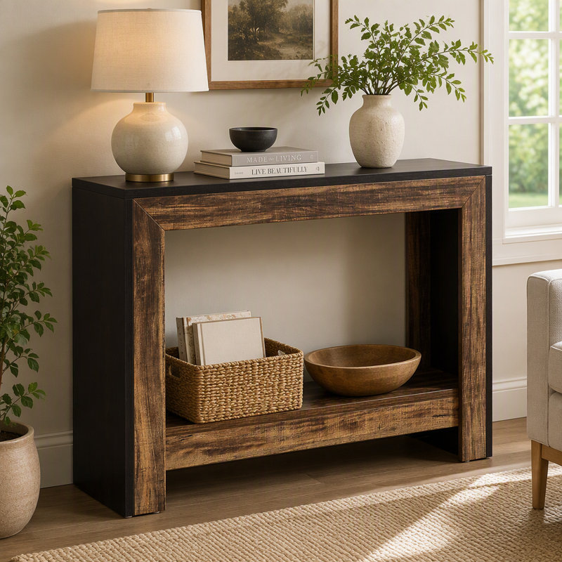 Console 41 po, table de couloir avec rangement ouvert