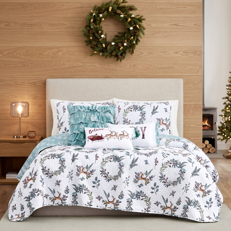 Ensemble de literie pour courtepointe réversible South Holiday Fine Linens, Couvre-lit pour grand lit + 5 pièces supplémenta