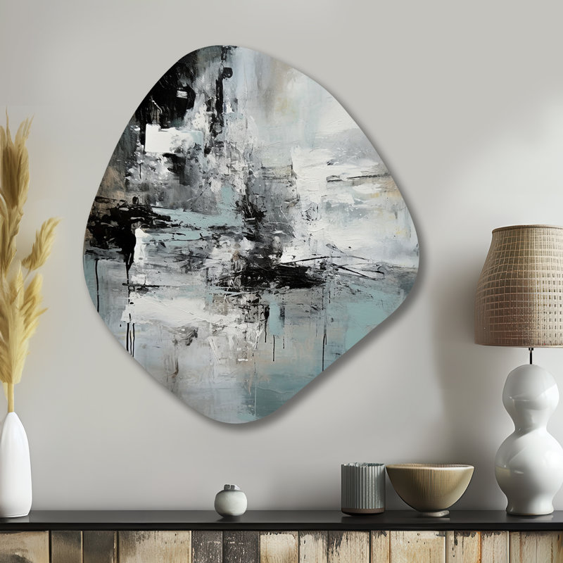 «Serene Subtility In Abstract Light Blue I», peinture abstraite en forme de nébuleuse, art mural en métal asymétrique