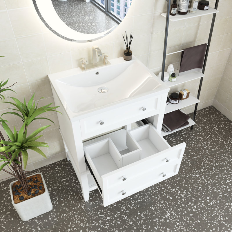 Meuble-lavabo simple 24 po avec plateau en céramique Skyelin
