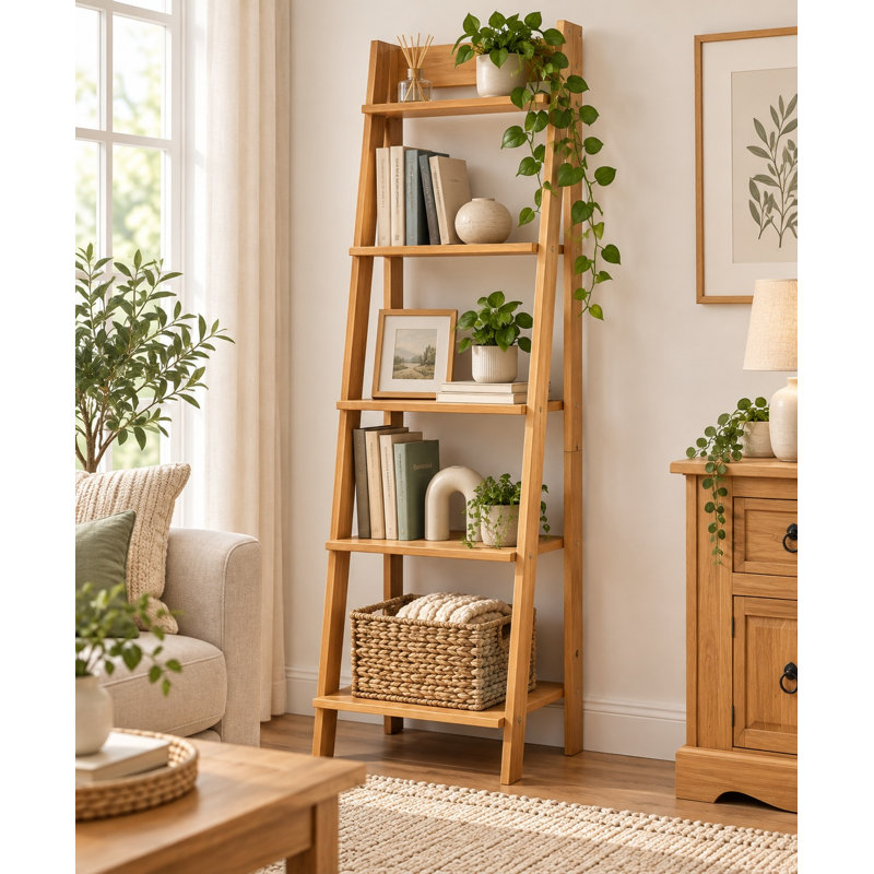 Juni 159 cm H x 44 cm W Solid Wood Ladder Bookcase