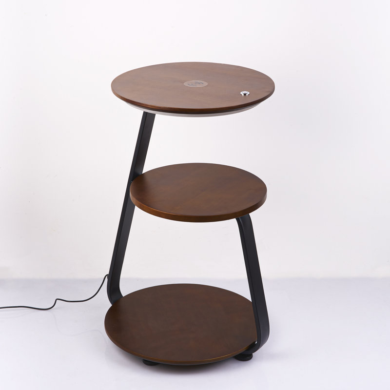 Kleopas 23.6" Metal 3-Tier Nightstand with Integrated LED Light, Wanut