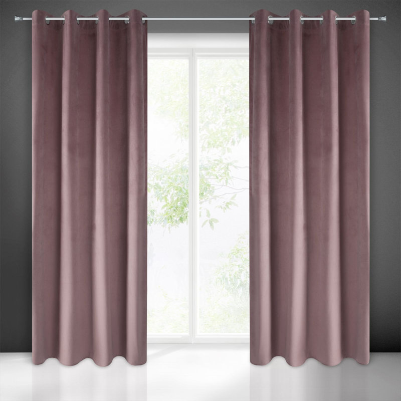 Tavarozzi Eyelet Blackout Curtain, Pink