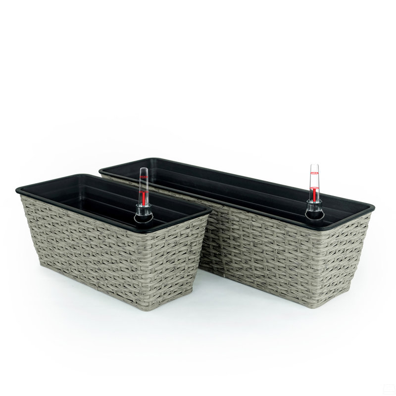 2-Pack Smart Self-Watering Rectangle Planter, Gray