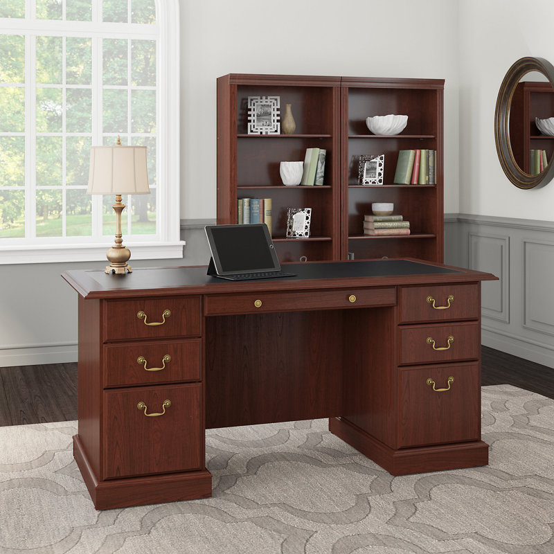 Raker 3 Piece Computer Desk Office Set, Brown