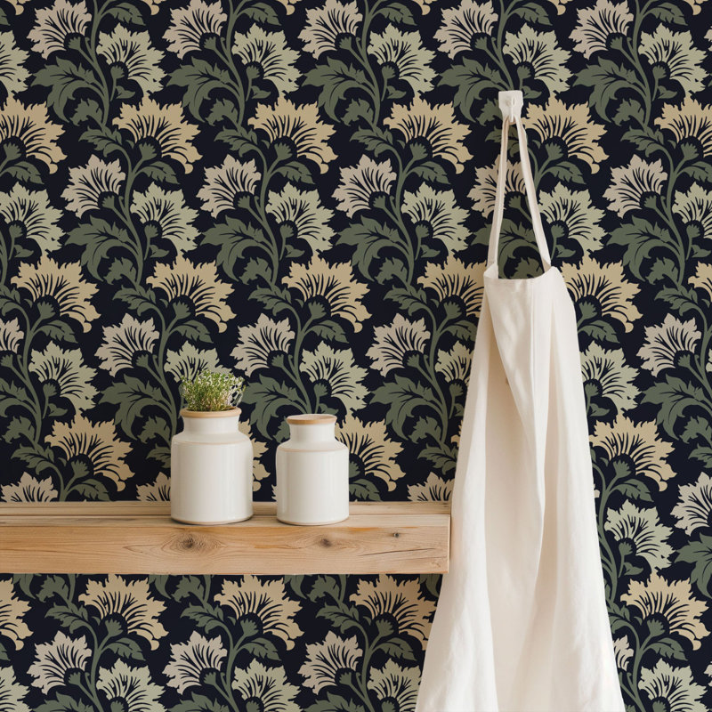 Wildflower - Botanical Wallpaper, Forest Shade, Premium Paper
