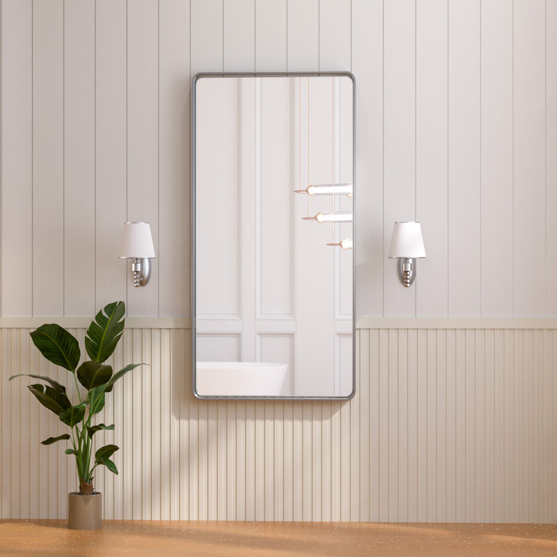 Miroir d'appoint Tyro, Argent, 48 po x 24 po, Rectangulaire