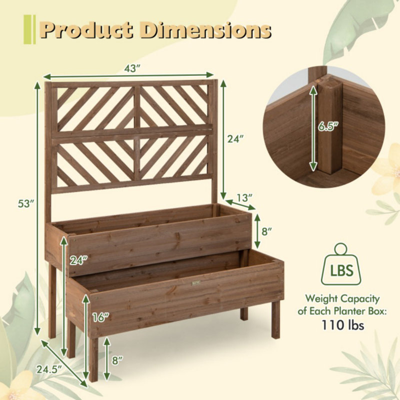 Jardinière en bois avec treillis Brentley