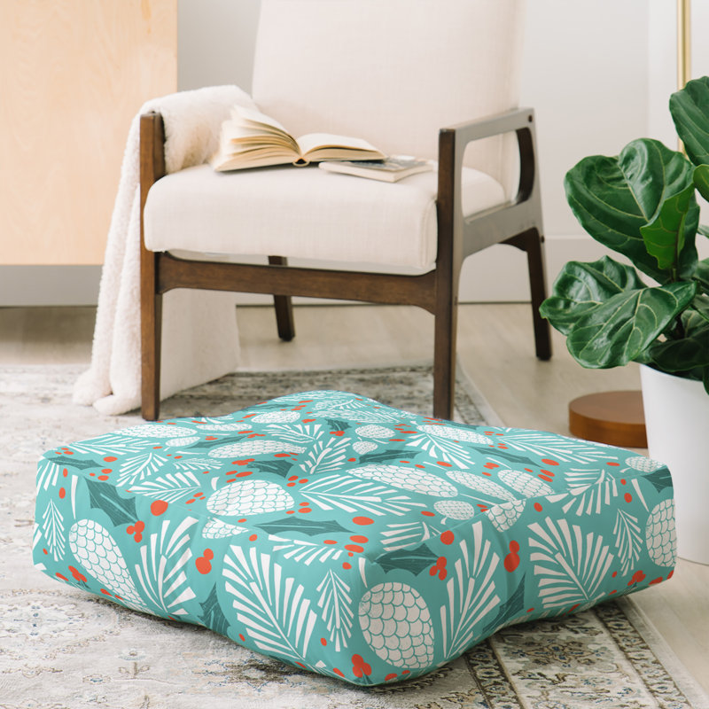 Coussin de plancher en ciel woodlands heather dutton winter, Vert / Rouge