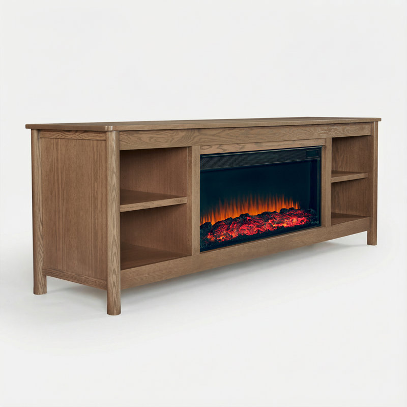 Kells 81" Electric Fireplace TV Stand, Antique Oak
