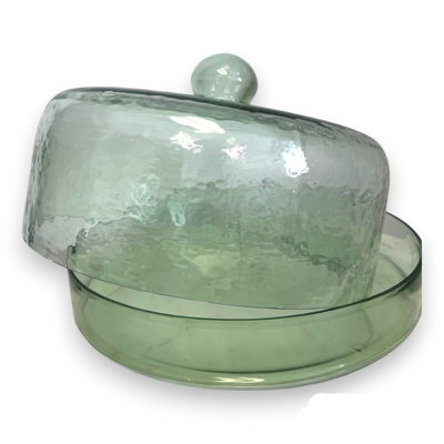 Cake Recycled Glass Dome W/Plate