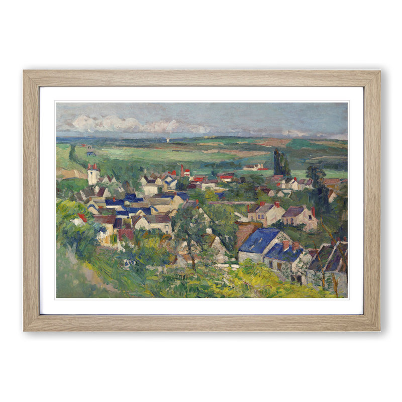View of Auvers by Paul Cezanne - Picture Frame Painting, 36cm H x 48cm W x 2cm D, Oak