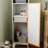 Bathroom Tall Storage Cabinet With Bamboo Slats Door
