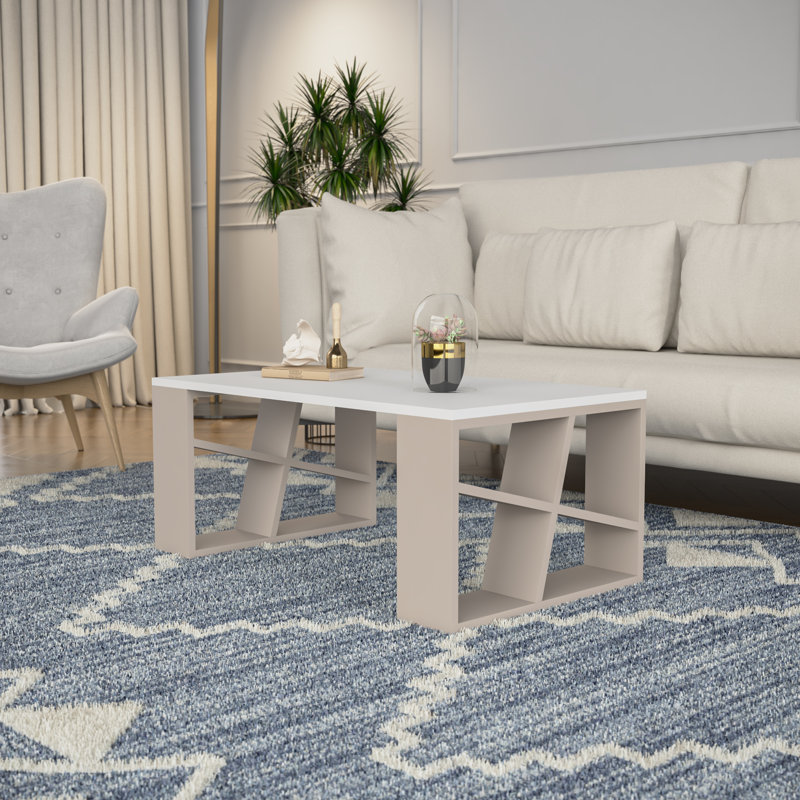 Yareli Single Coffee Table, White/Light Mocha