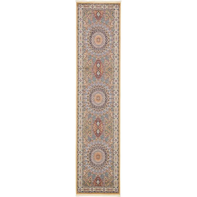 Tapis oriental beige / bourgogne Jackson, Tapis de couloir 2 pi 11 po x 13 pi 1 po