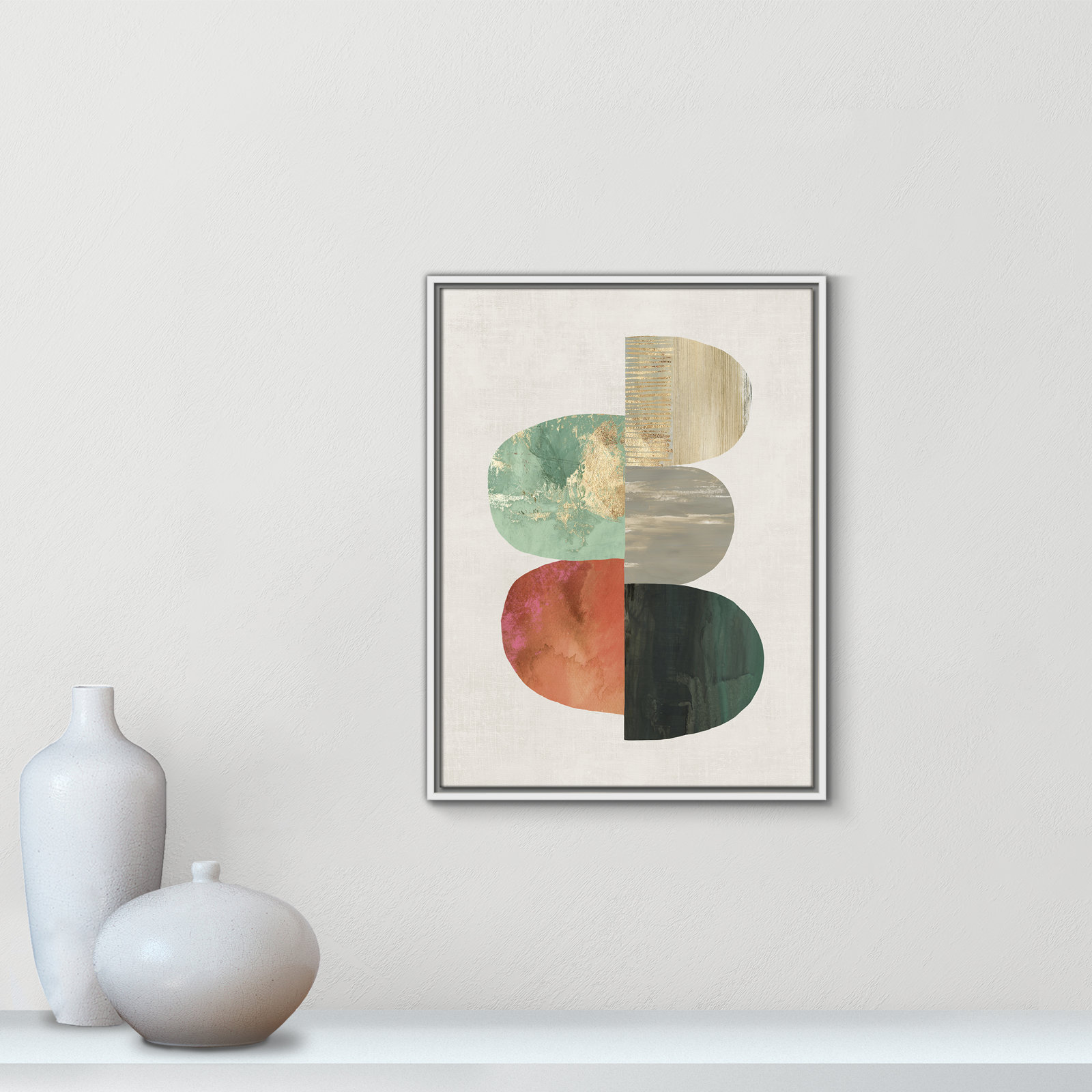 Evolving Energy I - Painting Print, Picture Framed Canvas, 25.5" H x 19.5" W, White