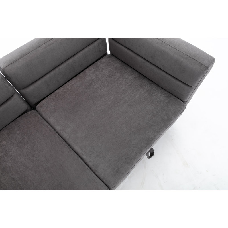 Causeuse modulaire avec repose-pieds double Calkins, Gris foncé