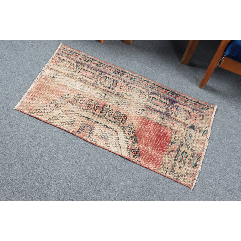Small Vintage Turkish Rug in Purple for Wall Hanging - Authentic Anatolian Decor Piece