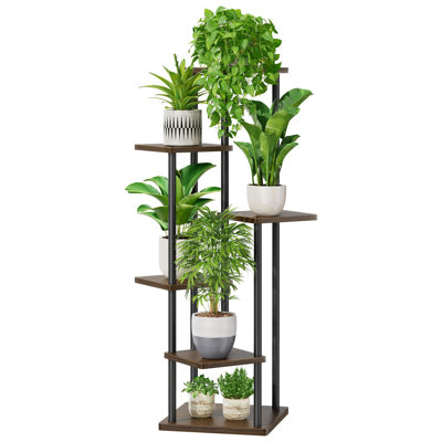 6 Tier Plant Stands Indoor, Metal Wood Tiered Corner Plant Stand Pot Holder, Wood Flower Shelf Display Rack For Living Room Bedroom Outdoor Balcony Ga -  17 Stories, 24681A806D9E44568711FBCC58269288