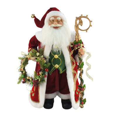 Season's Designs 24in Red and Green Traditional Santa Figurine - Festive Christmas Decor