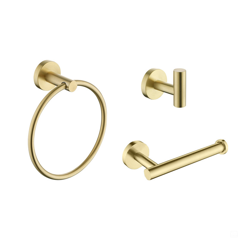 Ensemble de quincaillerie de salle de bain 3 pièces, Or brossé