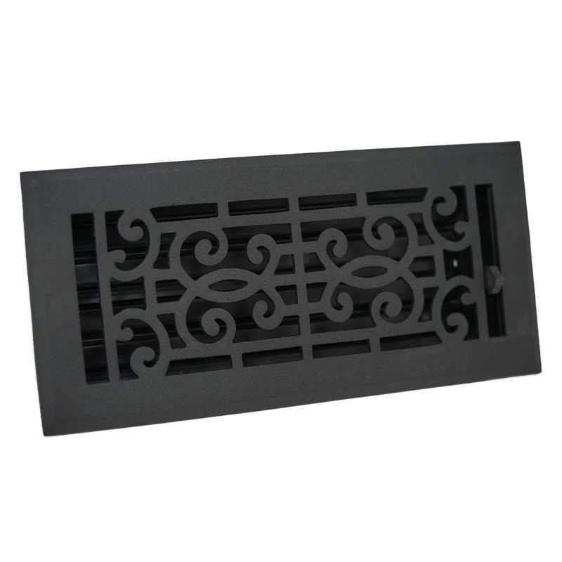 Registre de fixation en métal pour plancher / mur, Noir, L 14 po x l 4 po x H 2,75 po