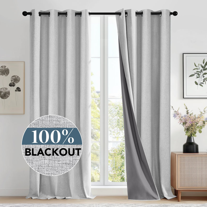 Ipswich Blackout Thermal Grommet Curtain Panels, Light Gray, 52" W x 84" L