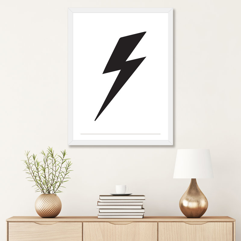 Lightning Bolt - impression d'art graphique, Papier encadré blanc, Blanc, H 32 po x l 24 po x P 1 po