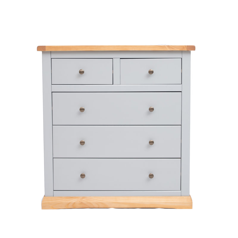 Netherton 90 cm W Chest of 5 Drawers, Grey