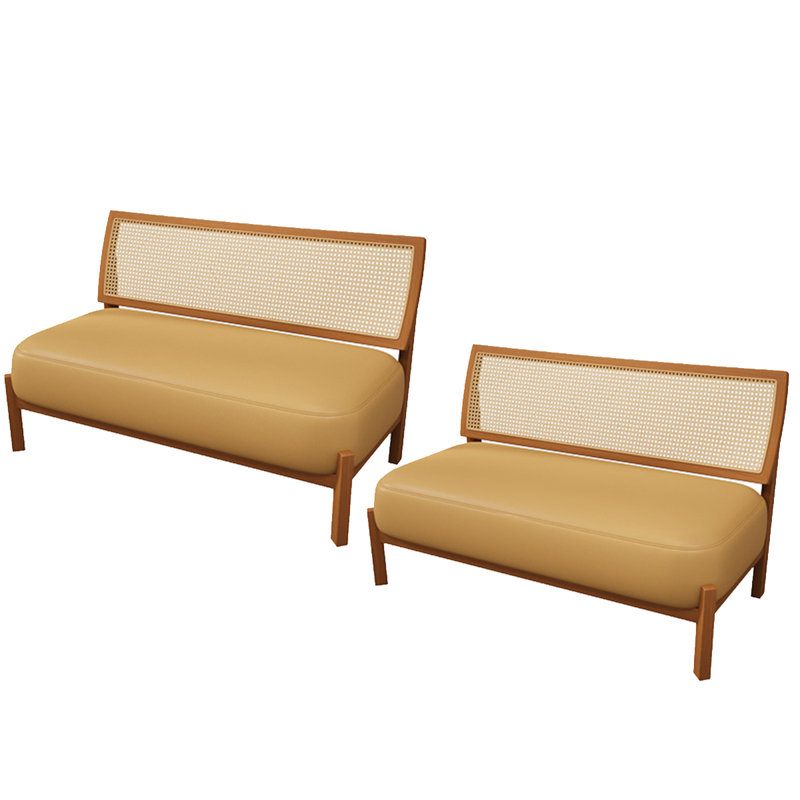 Banc rembourré en similicuir, Jaune