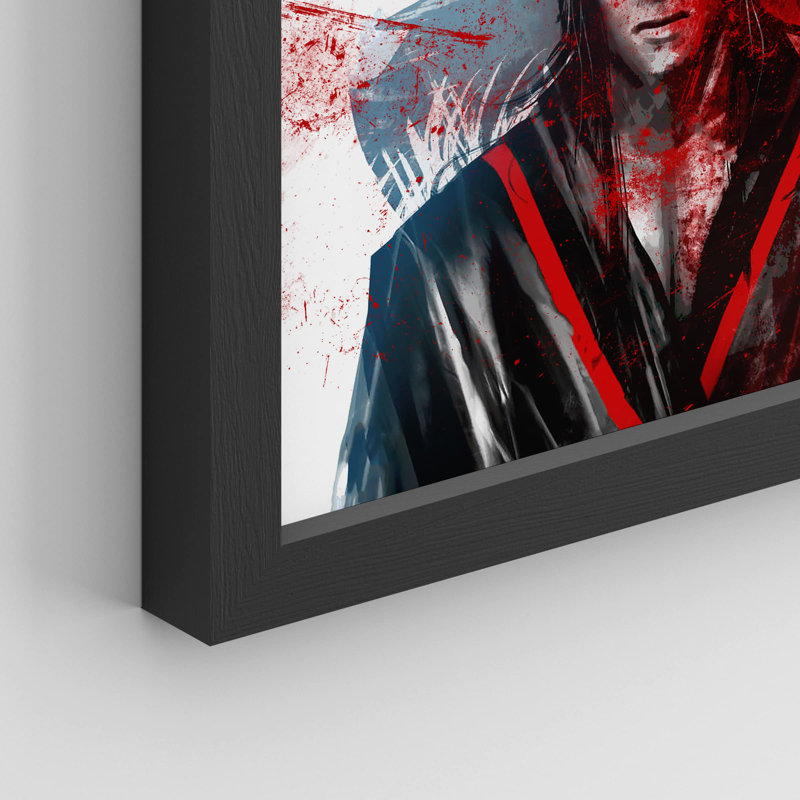 «Black and Red Ninja Samurai Blood Swordsman» sur papier, Noir, H 10 po x l 8 po