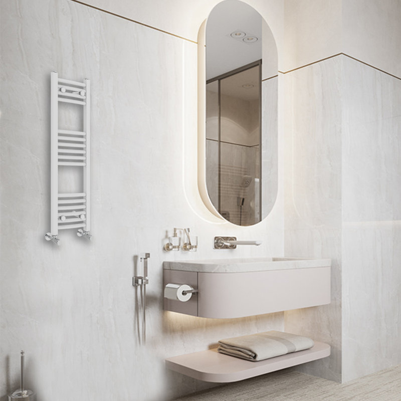 Cano Curved Heated Towel Rail Radiator Bathroom Ladder Warmer, White, 100cm H x 30cm W x 3.4cm D