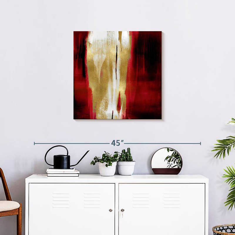 Free Fall Red With Gold I, 24" H x 24" W