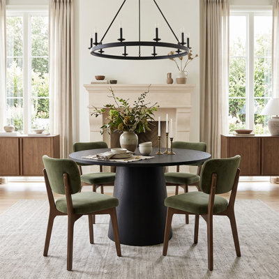 47"–83" Extendable Dining Table Set with Velvet-Upholstered Solid Wood Frame Chairs