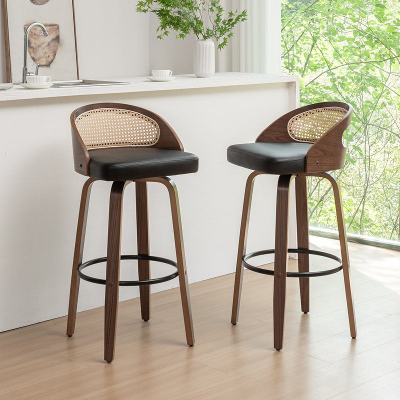 Leeana Swivel Bar Stool, Bar Stool (76.2cm Seat Height), Black