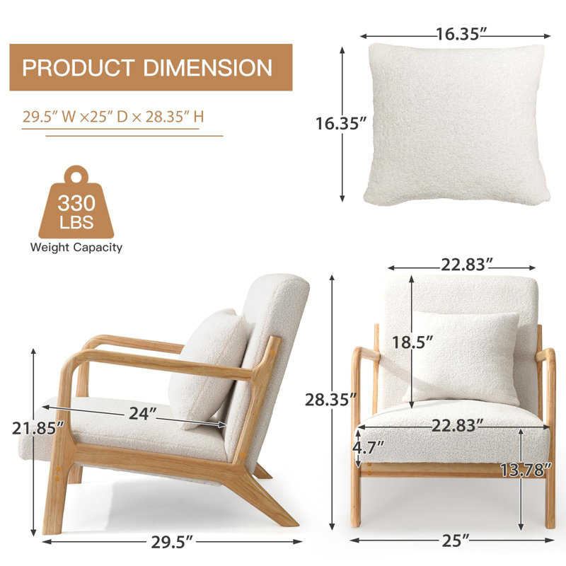 Upholstered Armchair, White Teddy