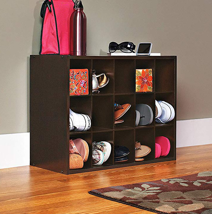 Stackers 15 Pair Stackable Shoe Cabinet Storage Cubby Unit by CLosetMaid, Espresso