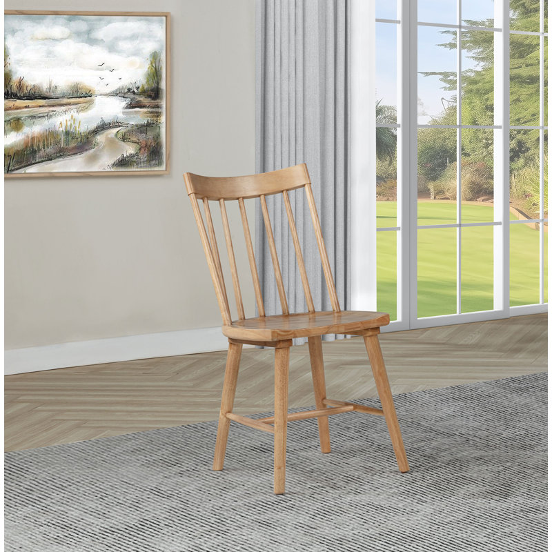 Breslin Solid Wood Dining Side Chair, Brown/Natural Wood