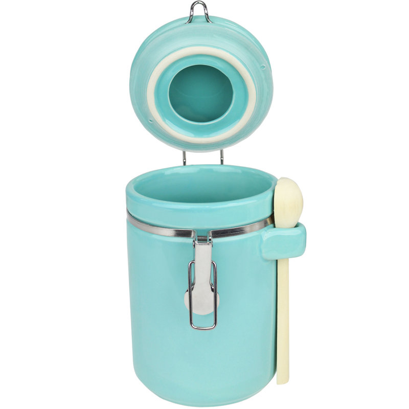 Pot de cuisine hermétique en céramique, H 7 po x l 4 po x P 4 po, Turquoise