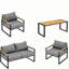 Ensemble de conversation de patio en acier 4 pièces, ensemble de mobilier de patio pour 4 personnes avec table basse pour la cour-1895332331